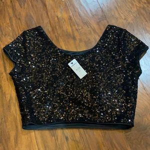 Black sequin crop top